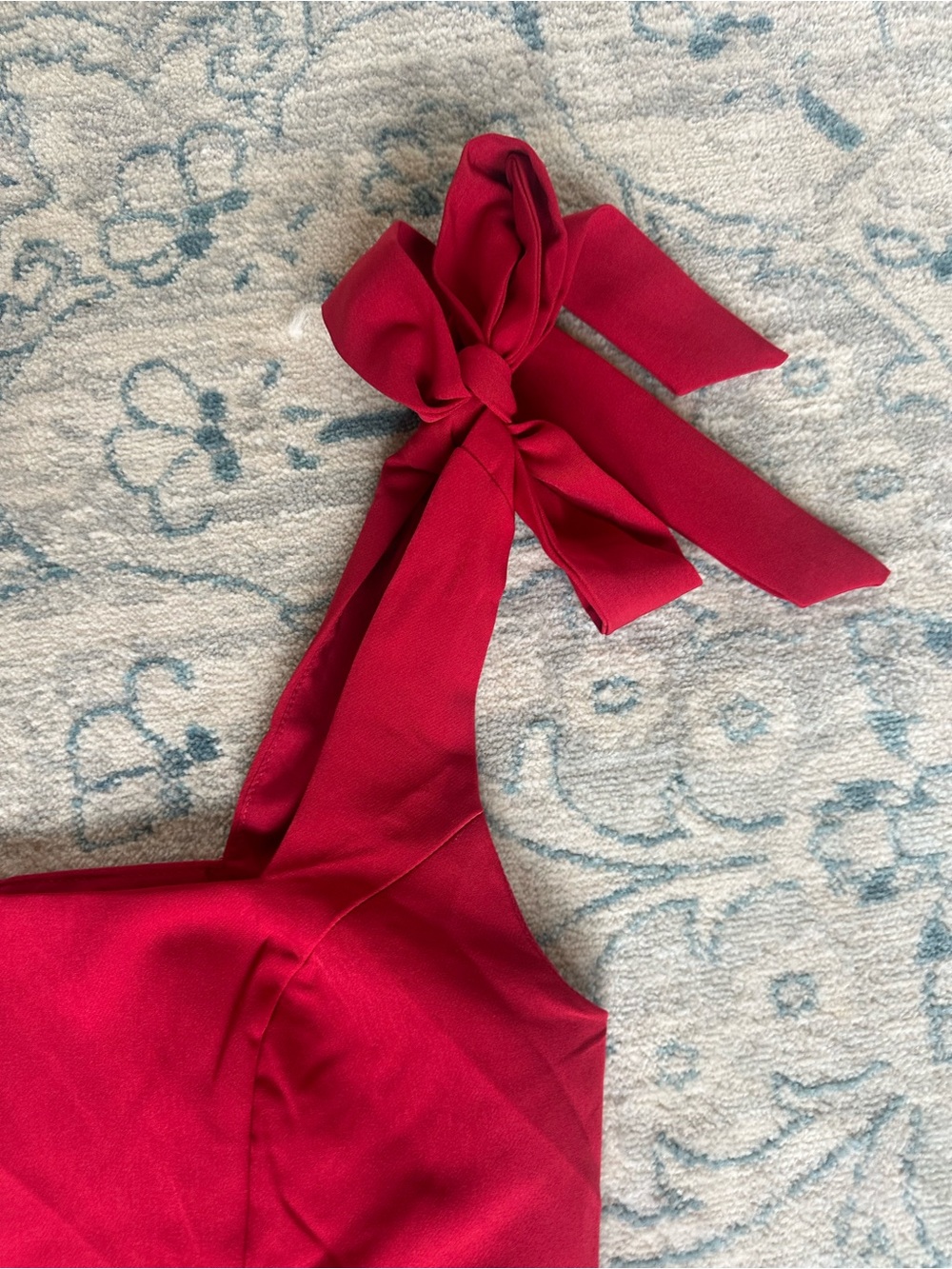 NWT Lulus Red Satin Mini Dress Small Bow Tie Straps Christmas Holiday Party - Picture 4 of 7